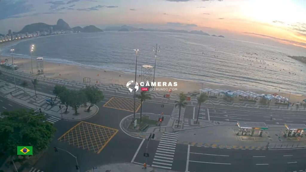 Live sunrise at Copacabana Beach.