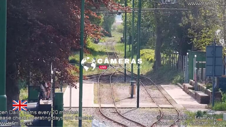 Live Colyford Station Webcam, Seaton Tramway, Devon UK .
